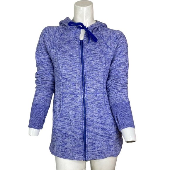 Gap Fit Sweat Jacket Hooded Blue and White Marbled Womens Size Medium - Picture 1 of 6